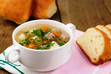 Суп с фрикадельками (3 порции по 350 г х 142 руб.)